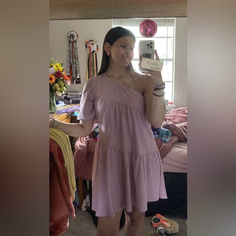 light pink one shoulder dress! US M!